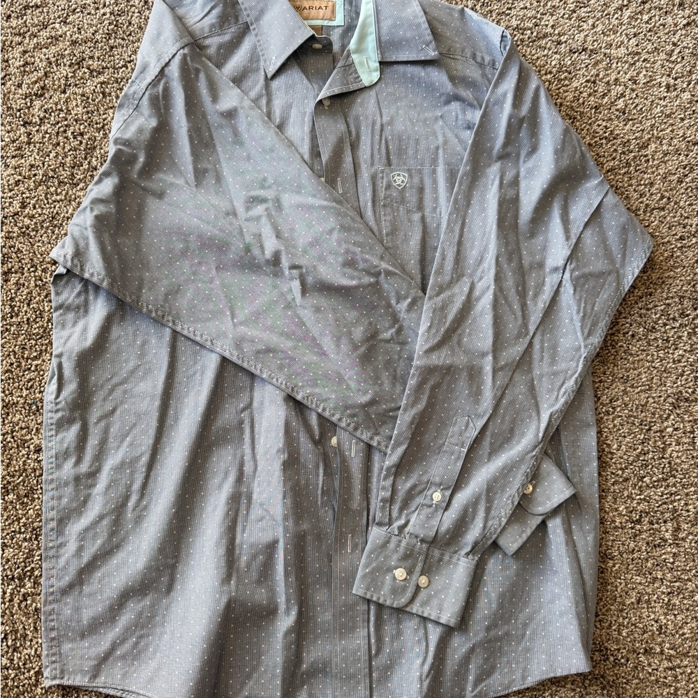 Ariat Mint and Gray Checkered Shirt